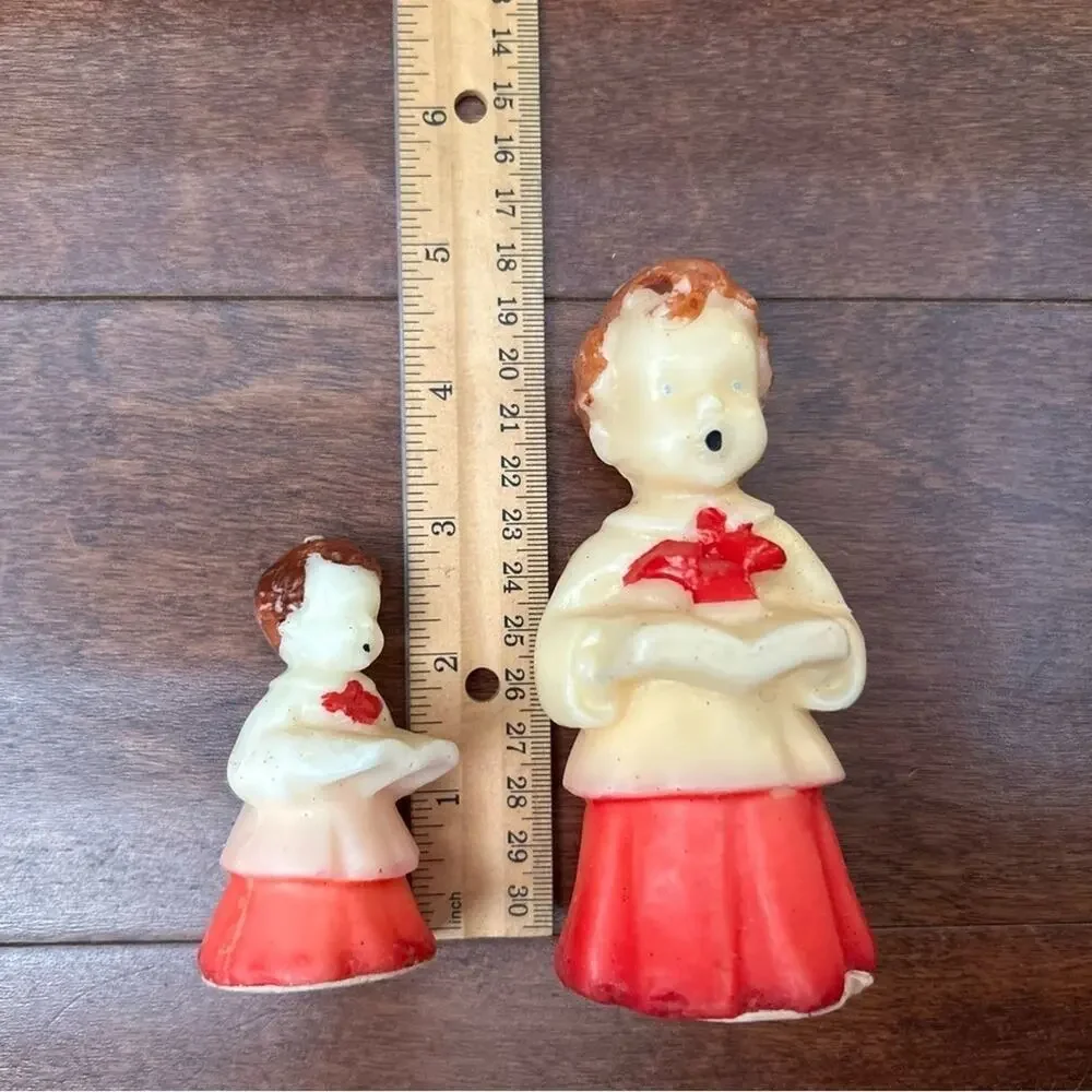 Vintage 50s Gurley Tavern Choir Boy Candles, Set of Five, Three Small/Two Large